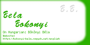 bela bokonyi business card